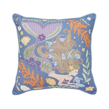 C&F Home Mermaid Coral Printed & Embellished Throw Pillow