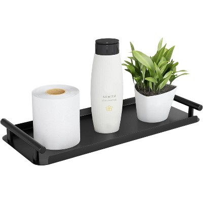 ATTOP Toilet Paper Basket, Stainless Steel Toilet Tank Tray with Handle for Organizing - Toilet Paper Basket Storage (Black)