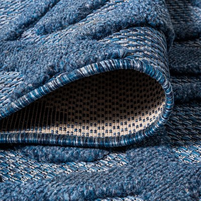 Navy Diamond Geometric Handmade Indoor/Outdoor Synthetic Rug