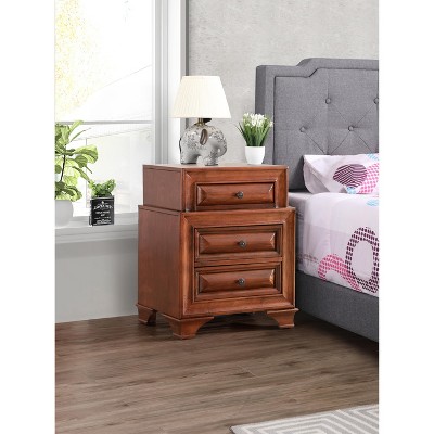 LaVita 3-Drawer Solid Oak Nightstand with Bronze Hardware