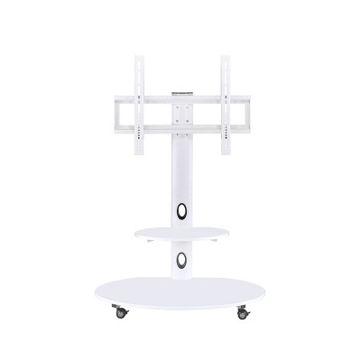 Venus White Adjustable Mobile TV Stand for up to 75" Screens