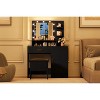 55''H Vanity Set w/9 LED Lights & Stool - 44'' Makeup Desk w/Cabinet, Open Shelves (White/Black) - 3 of 4