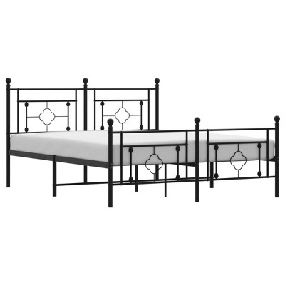 vidaXL Steel Double Bed Frame with Headboard and Footboard, Solid Platform Design