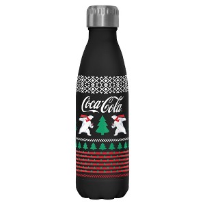 Coca Cola Christmas Polar Bears Sweater Print Stainless Steel Water Bottle - 1 of 3