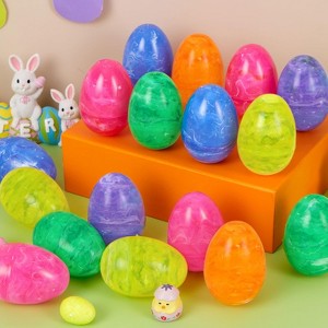 Joyfy 12 Pcs Plastic Iridescent Printed Easter Eggs 3.15 Inch for Easter Hunt Basket Stuffers Classroom Prizes and Party Favor Treats - 1 of 4