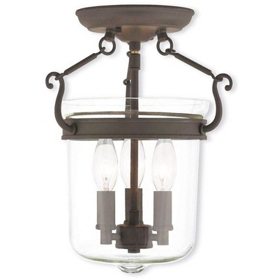 Livex Lighting Rockford 3 - Light Flush Mount in  Polished Brass