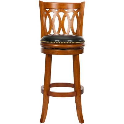 Baldwin Swivel Bar Stool - Dark Oak/Black - Safavieh