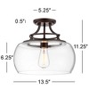 Franklin Iron Works Charleston Industrial Modern Farmhouse Ceiling Light Semi Flush Mount Fixture 13 1/2" Wide Bronze LED Clear Glass for Bedroom Home - 4 of 4