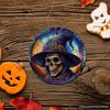 Witchy Grin Skull with Hat and Scarf Stained Glass Style Ceramic Ornament, Halloween Themed Christmas Gift and Decor| OrnamentallyYou - 4 of 4