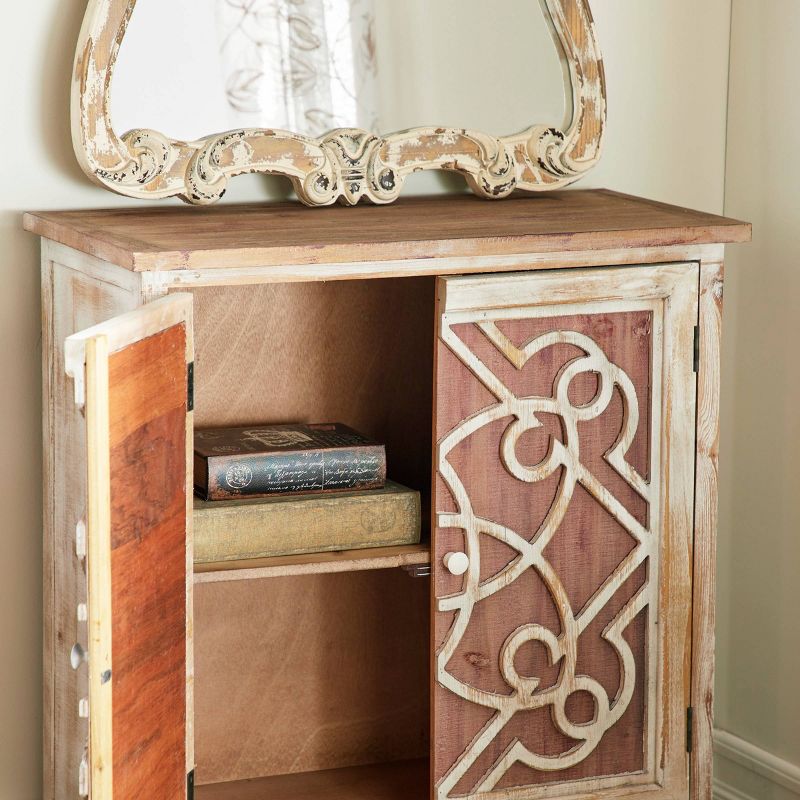 Natural Wood Cabinet with Trellis Doors Light Brown - Olivia &#38; May, 4 of 21