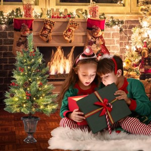 Pre-Lit Artificial Classic Christmas Tree with 40  Lights Holiday Decoration Indoor for Bedroom, Living Room - 1 of 4