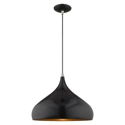 Livex Lighting Metal Shade 1 - Light Chandelier in  Shiny Black