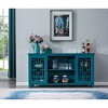 60" Sideboard Buffet Table & TV Stand Storage Cabinet with Solid Wood Legs, Tempered Glass Doors, and Adjustable Shelves - 2 of 4