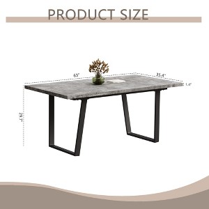 Gulches 6-Person Dining Table, 62.9" Rectangular MDF Table, Simple Modern Design,Smooth Surface, for Kitchen & Dining Room - 1 of 4