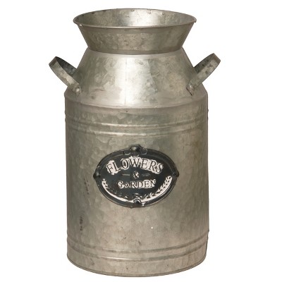 Garden Accents Artificial Antique Milk Can Silver 15" - National Tree Company