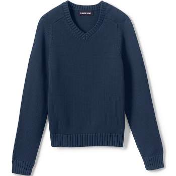 Lands' End School Uniform Kids Cotton Modal V-neck Sweater