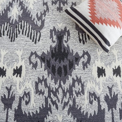 Grey and Black Hand-Tufted Wool Rectangular Area Rug
