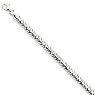 Black Bow Jewelry 6.25mm, Sterling Silver Solid Flat Oval Snake Chain Bracelet
