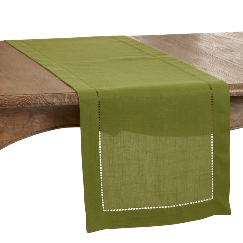 Kiwi Green Polyester Hemstitched Table Runner, 16" x 54"
