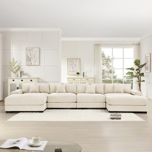 Christopher Knight Home Mavis Modern 170'' 4-Seater Oversized Corduroy Upholstered Sectional Sofa - 1 of 4