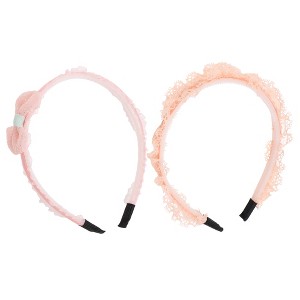 Unique Bargains Girl's Elegant Mesh Headbands 5.51"x4.72"x0.28" Pink Orange 2 Pcs - 1 of 3