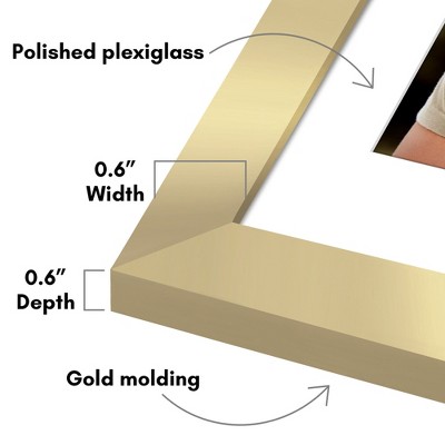 Gold 11x14 Picture Frame Set with Plexiglass Cover