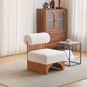 MAYEERTY Modern Boucle Lounge Chair, Solid Wood Frame Rolled Backrest Soft Durable Upholstery, Living Room Bedroom Office - 1 of 4
