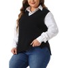 Agnes Orinda Women's Plus Size V Neck Knit Solid Classic Sleeveless Pullover Sweater Vest - 2 of 4