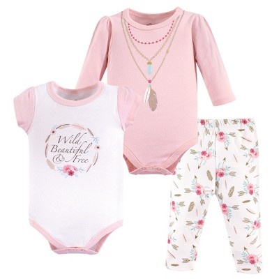 Little Treasure Baby Girl Cotton Bodysuit And Pant Set, Boho, 3-6 ...