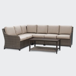 Leisure Made Mitchell 5pc Wicker Sectional in Tan Fabric - 1 of 4