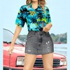 LA LEELA Button Down Shirt for Women Summer Beach Short Sleeve Tropical Vacation Hawaiian T-Shirt Coverup Dress Shirts Tops for Women - 2 of 4