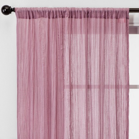 84 X42 Crushed Sheer Curtain Panel, Pink Sheer Panel Curtains