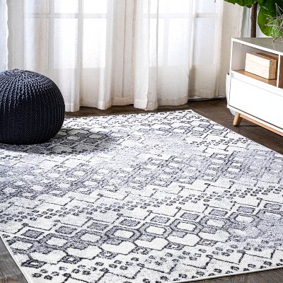 Azmar Moroccan Geometric Distressed Area Rug - JONATHAN Y