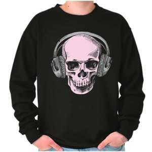 Vintage Skull Headphones Music Sweatshirt for Men or Women Brisco Brands - 1 of 4