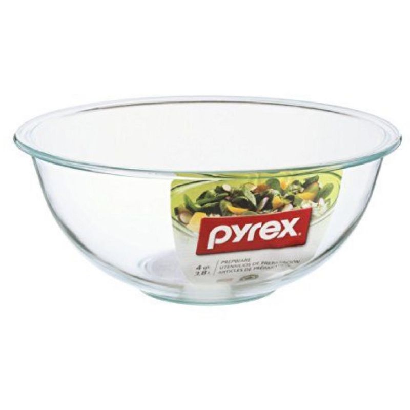 Pyrex Prepware 4-Quart Rimmed Mixing Bowl, Clear, Pack of 4, 2 of 5