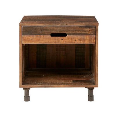 Renu Solid Wood Nightstand Light Brown: Ink+Ivy, Pine Frame, Vintage Style, 1 Drawer & Storage Compartment