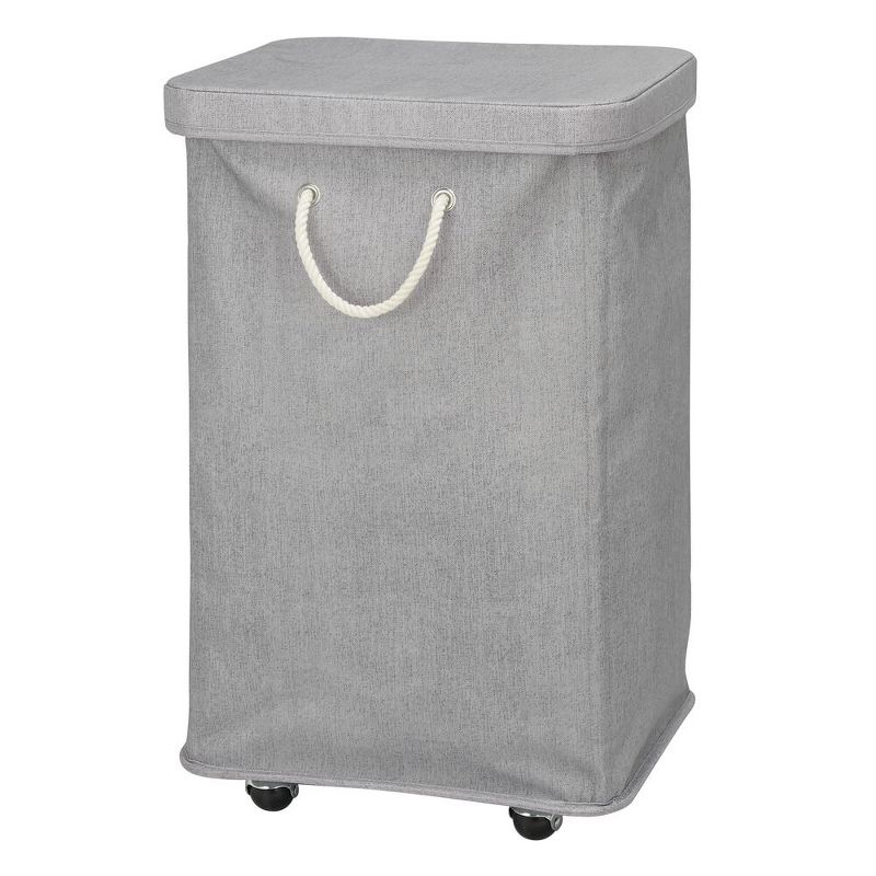 mDesign Large Polyester Rolling Laundry Hamper with Wheels, Lid, and Handles, 1 of 5
