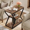3-Tier End Side Table, Small Industrial Side Table with Storage Shelves for Living Room, Wood Accent Bedside Nightstand with Metal Frame - 4 of 4