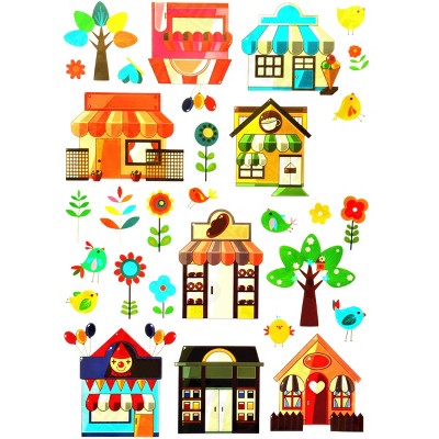 Slickblue Cartoon House Collection Wall Decals - Fun Vinyl Stickers for Kids' Rooms, Living Room, and More
