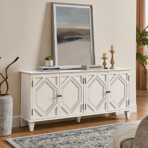 Lyngins 4-Door Modern Farmhouse Sideboard Cabinet, Classic Buffet Cabinet with Storage, Symmetrical Geometric Coffee Bar Cabinet/Storage Cabinet - 1 of 4