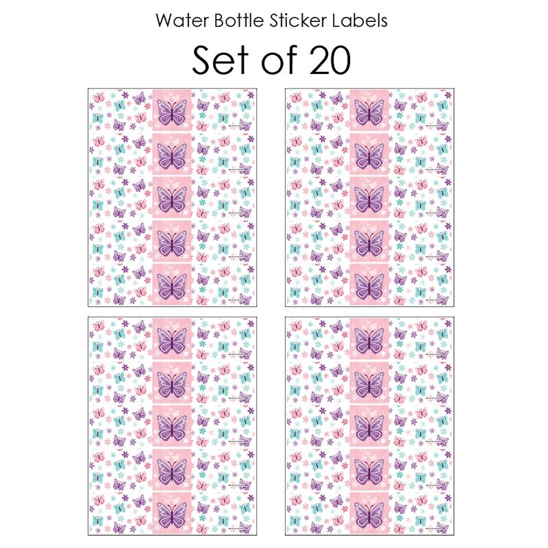 Big Dot of Happiness Beautiful Butterfly - Floral Baby Shower or Birthday Party Water Bottle Sticker Labels - Set of 20, 4 of 7