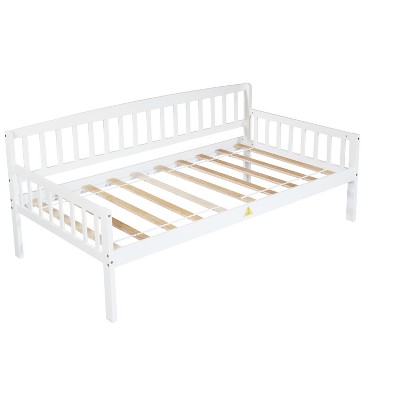 DOMETOUR Twin-size Pine Wood Daybed with two Storage Drawers, Sofa Bed with Bed Platform of 10 Support Slats,White