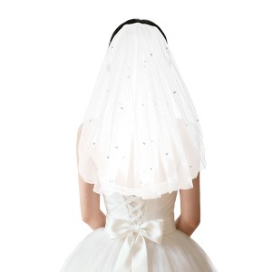 Unique Bargains Comb Wedding Veil White 1 Pcs - 1 of 4