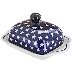 Blue Rose Polish Pottery 858 Zaklady Square Butter Dish - 1 of 1