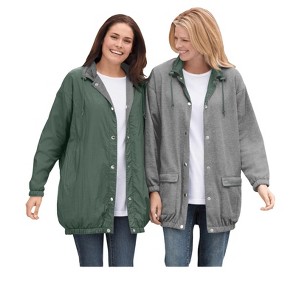 Woman Within Plus Size Fleece Nylon Reversible Jacket - 1 of 4