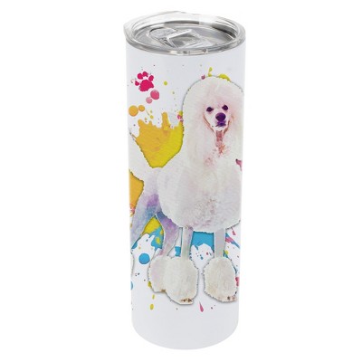 100 North 20 Ounce Stainless Steel On the Go Travel Tumbler With Push Top Lid, Poodle Dog Paint Splatter