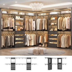 Aheaplus Walk-In Closet Organizer with 8 Hanging Rods, Wardrobe Closet System with Shelves - 1 of 4