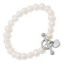 Steeltime Ladies freshewater pearl and stainless steel heart charm stretch bracelet. Color Options: Silver, Gold - 2 of 4