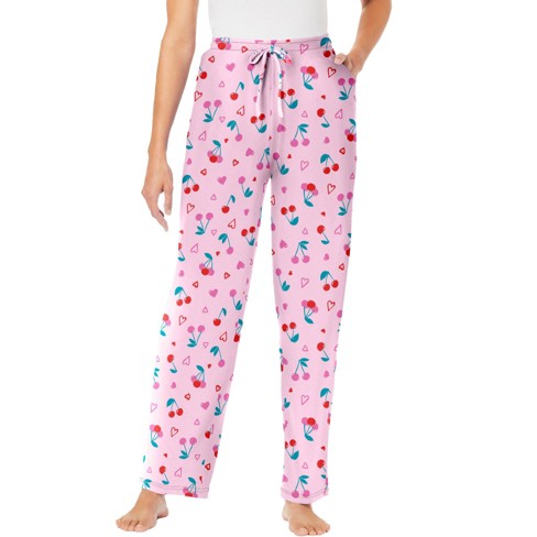 Dreams & Co. Women's Plus Size Knit Sleep Pant - 1X, Pink