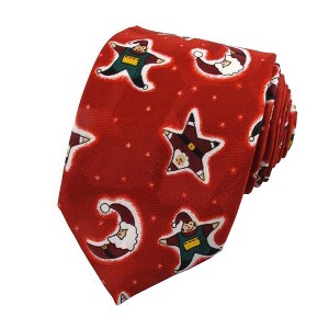 Boys' Merry Christmas Santa, Elf Stars & Moon Necktie - Red - 1 of 2